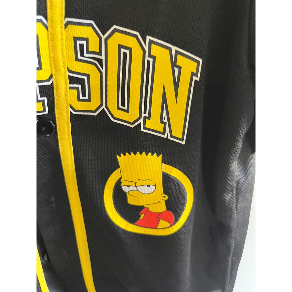 The Simpsons Bart Simpson Baseball Jersey Black Yellow Mesh Shirt Kids 10/12 89 - Picture 5 of 7